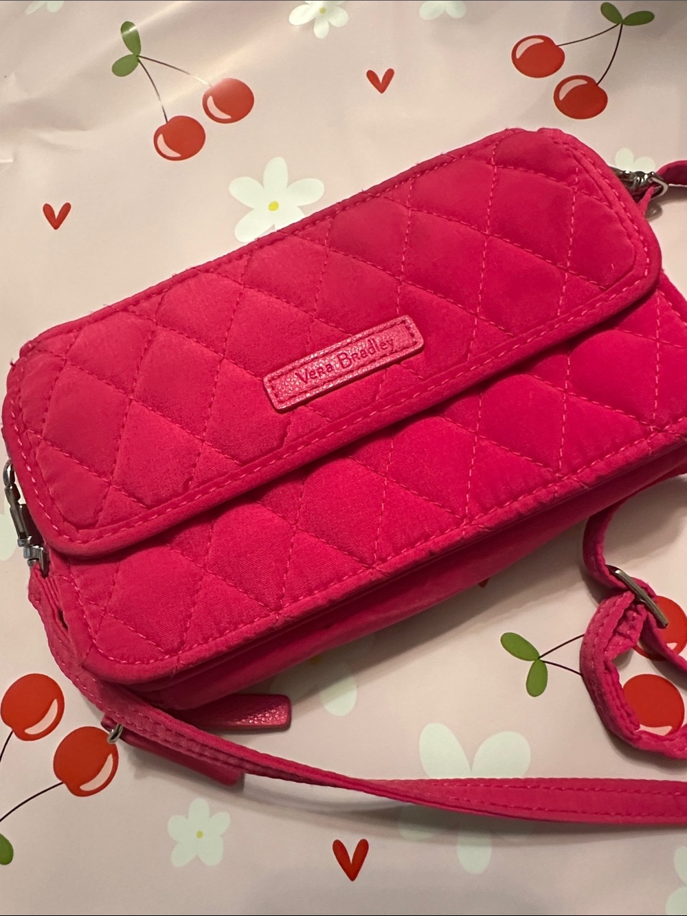 Vera Bradley Quilted Crossbody in Hot Pink